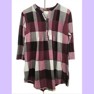 Beautiful Plaid Flannel 3/4 Sleeve Tunic